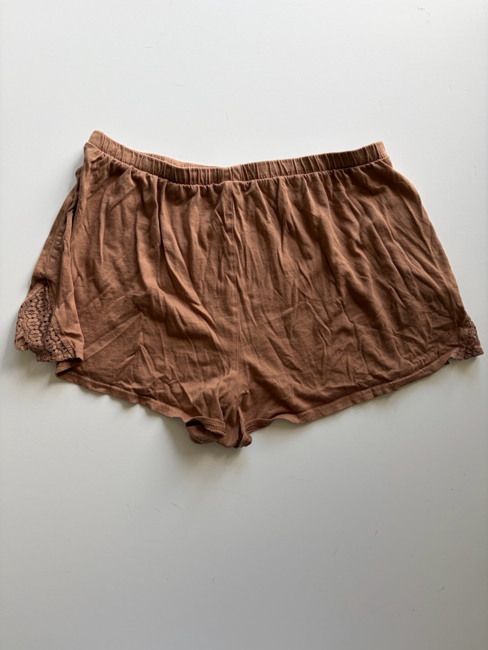 GAP GapBody Brown Lace-Trim Soft Cozy Women's Sleep Shorts Sz Medium Loungewear